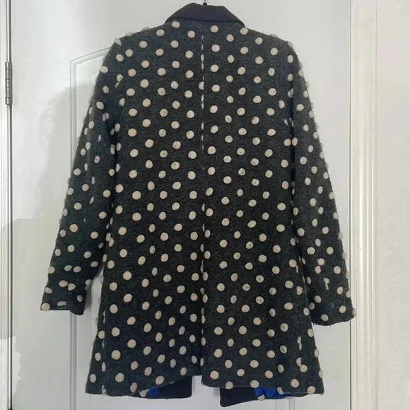 Modcloth Salient Style Wool Coat Polkadot Gray Sz XS - Picture 11 of 15